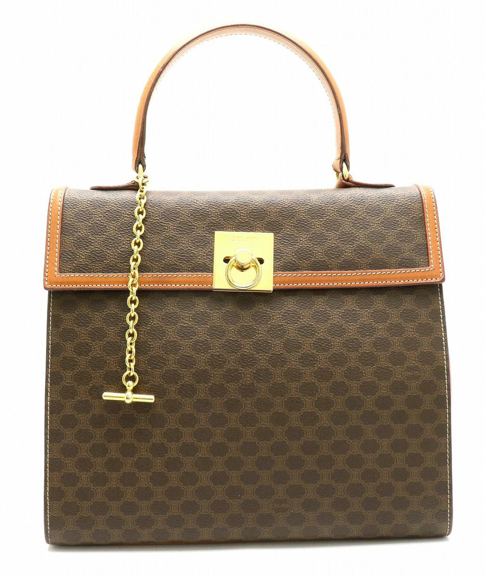 Celine Macadam handbag leather brown dark